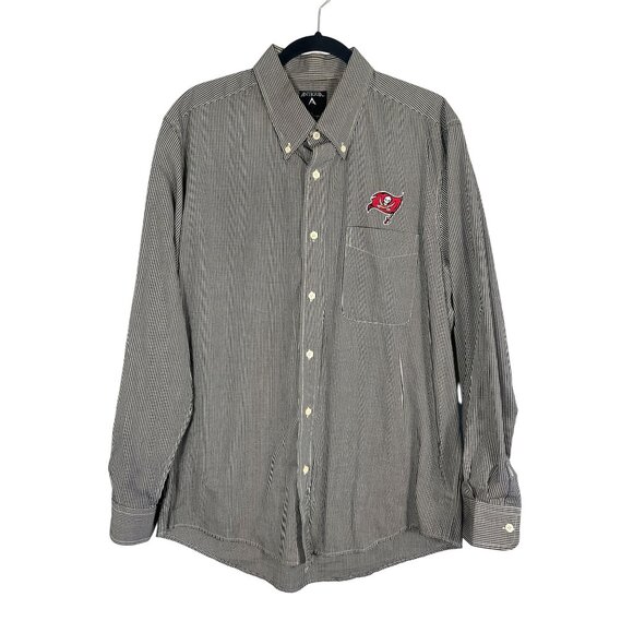 Tampa Bay Buccaneers Plaid Button Up L Black Check Retro Florida Football NFL - Picture 1 of 10